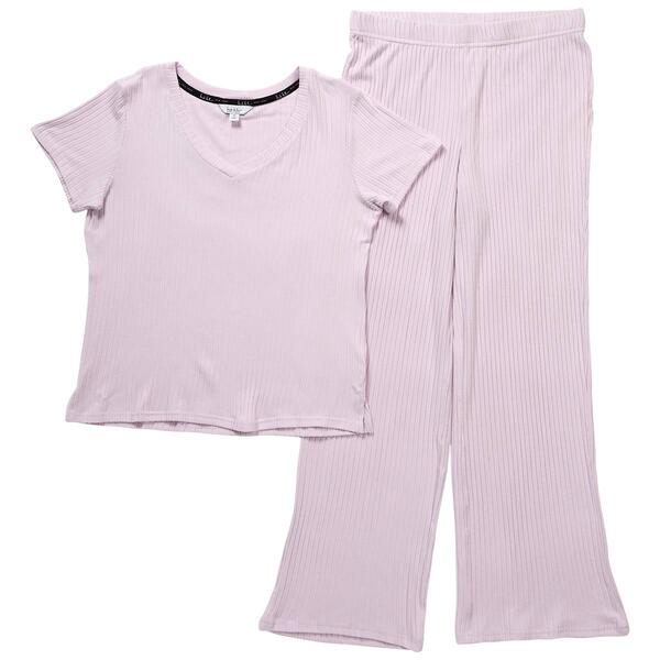 Womens Nicole Miller Short Sleeve Wide Rib Pajama Set - image 