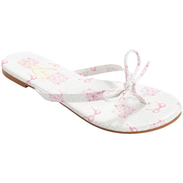 Womens Love 83 Bow and Floral Flip Flops - image 