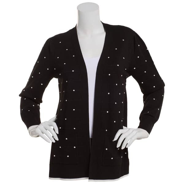 Womens Chloe & Jasmine 26in. Puff Sleeve Bobble Dot Cardigan - image 