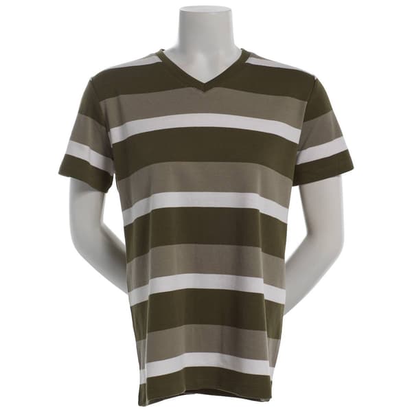 Petite Hasting & Smith Short Sleeve Rugby Stripe V Neck Tee - image 