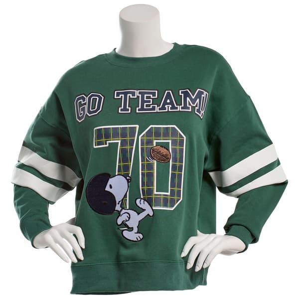 Juniors Peanuts(tm) Snoopy Embroidered Game Day Fleece Sweatshirt