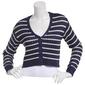 Juniors No Comment Stripe Rib Cropped Button Front Cardigan - image 1