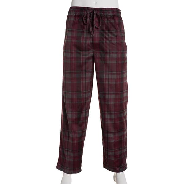 Mens Preswick & Moore&#40;R&#41; Plaid Silky Pajama Pants - Burgundy - image 