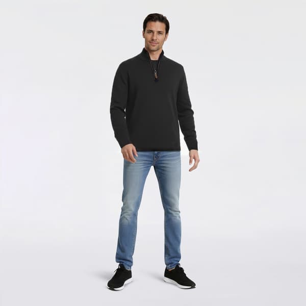Mens LANDS’ END® Brushed Pique 1/4 Zip Sweater - image 