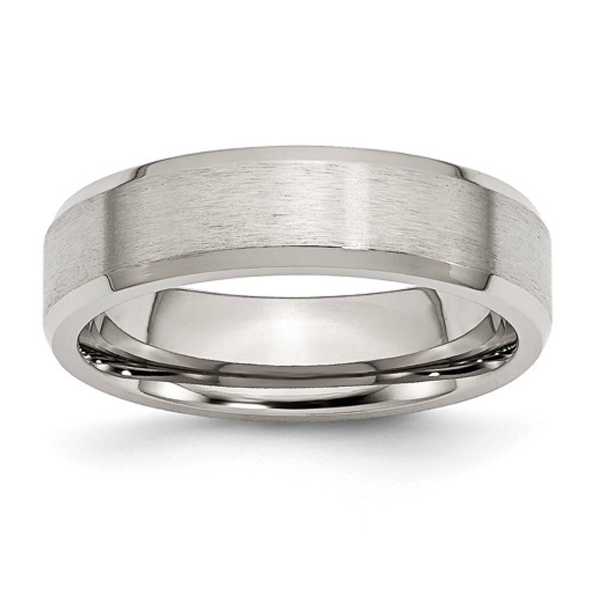 Mens Gentlemen's Classics(tm) Stainless Steel Flat Beveled Edge Band
