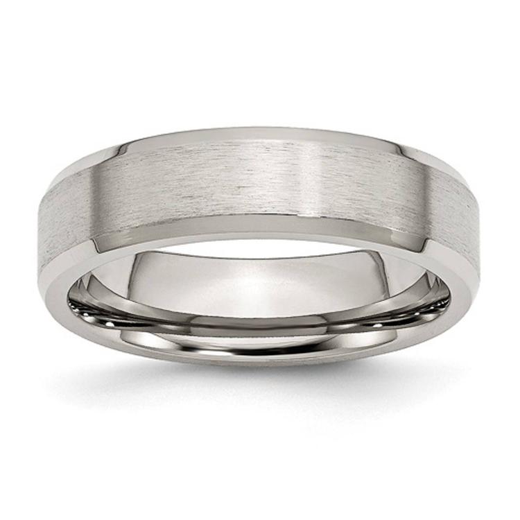 Mens Gentlemen's Classics(tm) Stainless Steel Flat Beveled Edge Band