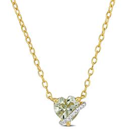 Gold Plated Sterling Silver Green Quartz & Diamond Pendant