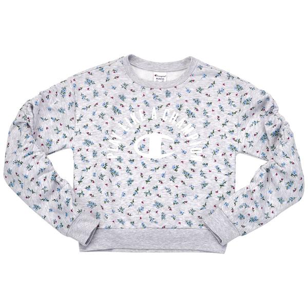 Girls (7-16) Champion(R) Fleece Lined Floral Crew Sweatshirt - image 