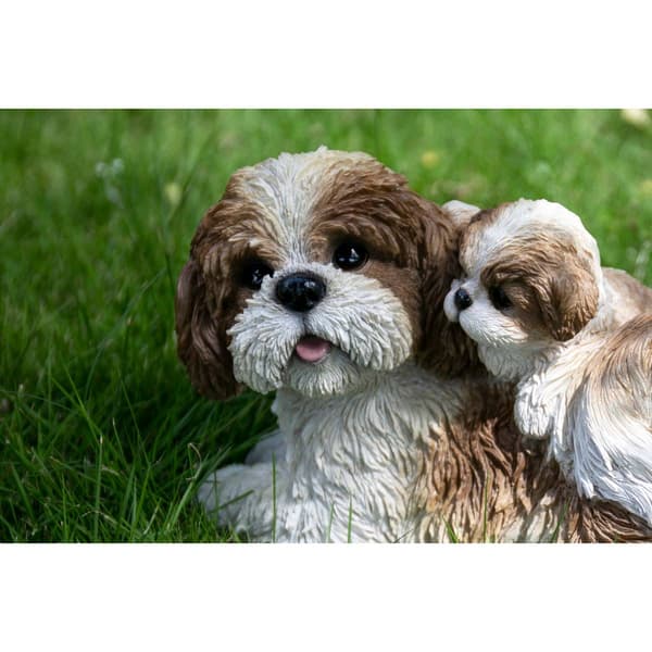 Hi-Line Gift Mother & Baby Shih Tzu Garden Statue