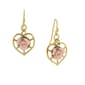 1928 Pink Rose Heart 14kt. Gold Dangle Earrings - image 1