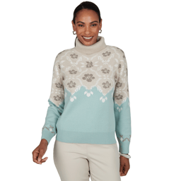 Womens Ruby Rd. Mythical Floral Fair Isle Turtleneck Sweater