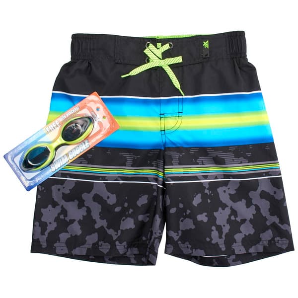 Boys &#40;8-20&#41; ZeroXposur Island Camo Swim Trunks with Goggles - image 