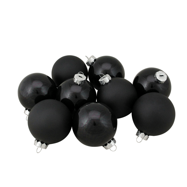 Northlight 9ct. Black Glass Ball Christmas Ornaments - image 