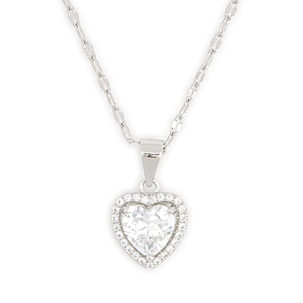 Gianni Argento Sterling Silver White Sapphire Heart Halo Pendant - image 