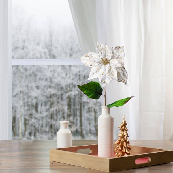 Northlight 24in. White & Gold Artificial Christmas Poinsettia