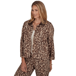 Petite Ruby Rd. Game of Luxe Leopard Denim Jacket