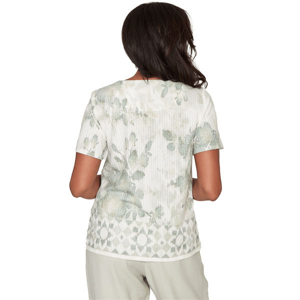 Womens Alfred Dunner Vintage Charm Short Sleeve Floral Blouse - image 