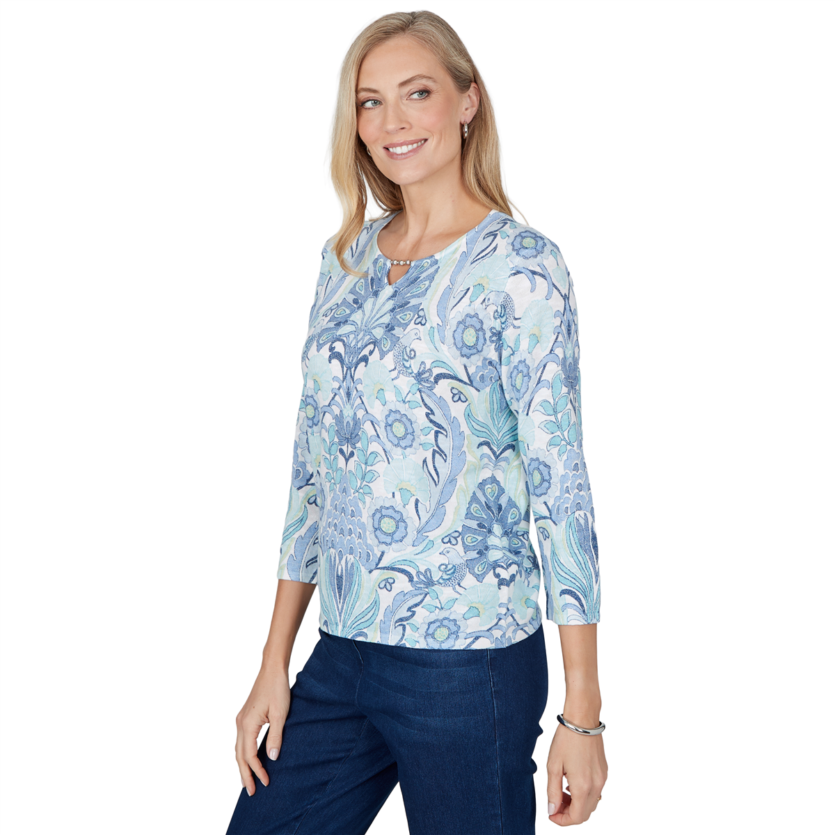 Womens Alfred Dunner Ann Arbor Floral & Birds Blouse