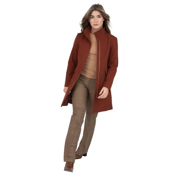 Womens Nine West Faux Wool Zip Front Coat