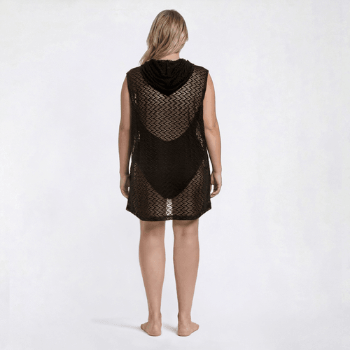 Plus Size J Valdi Escala Sleeveless Button Front Hoodie Cover Up