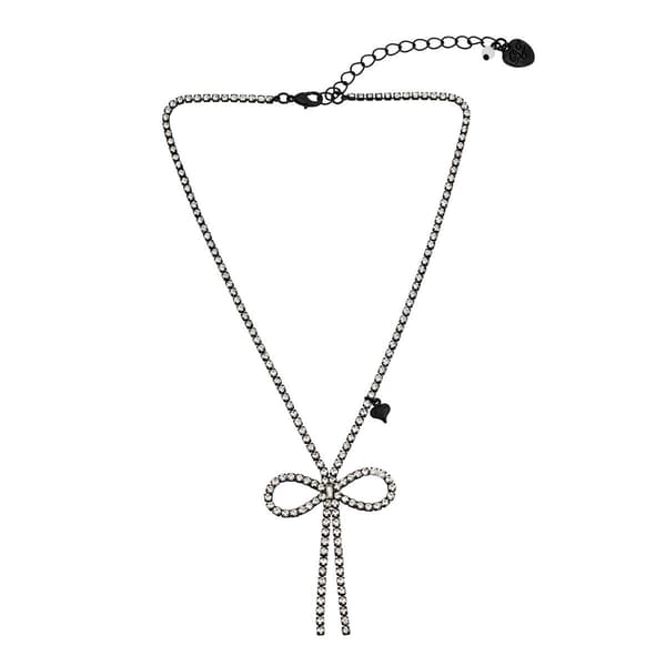 Betsey Johnson Rhinestone Bow Pendant Necklace