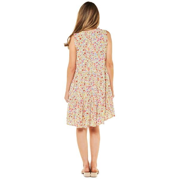 Womens beachlunchlounge Sleeveless Floral Tier Shift Dress