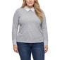 Plus Size NY Collection Long Sleeve Striped Hacci 2Fer W/Flower - image 1