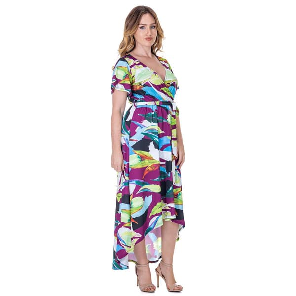 Womens 24/7 Comfort Apparel Floral High Low Wrap Dress
