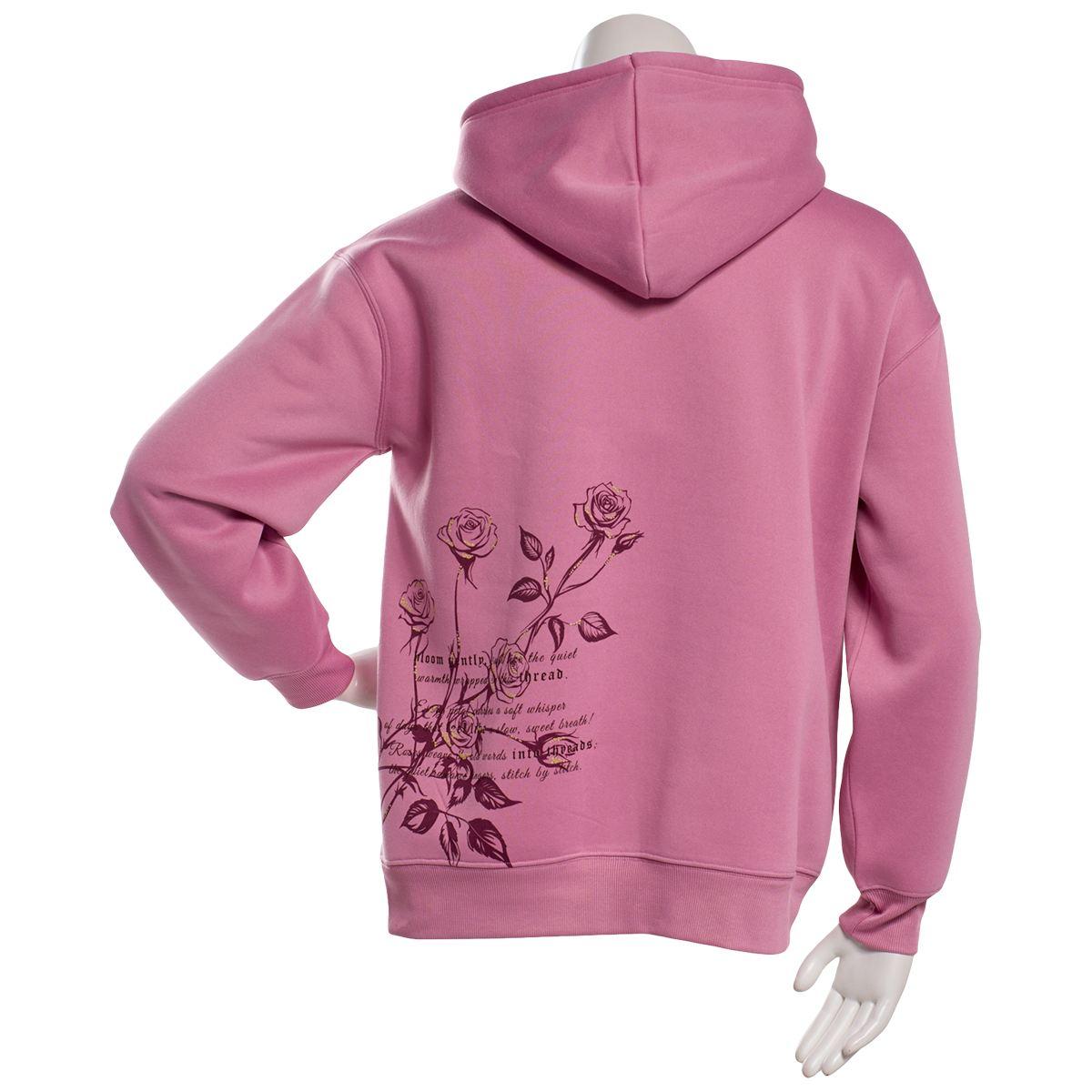 Juniors No Comment Fleece Foil Screen Pull Over Hoodie - Mauve