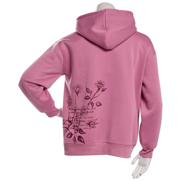 Juniors No Comment Fleece Foil Screen Pull Over Hoodie - Mauve