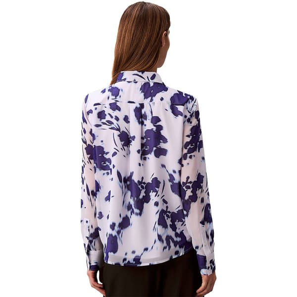 Womens Calvin Klein Long Sleeve Abstract Button Front Blouse