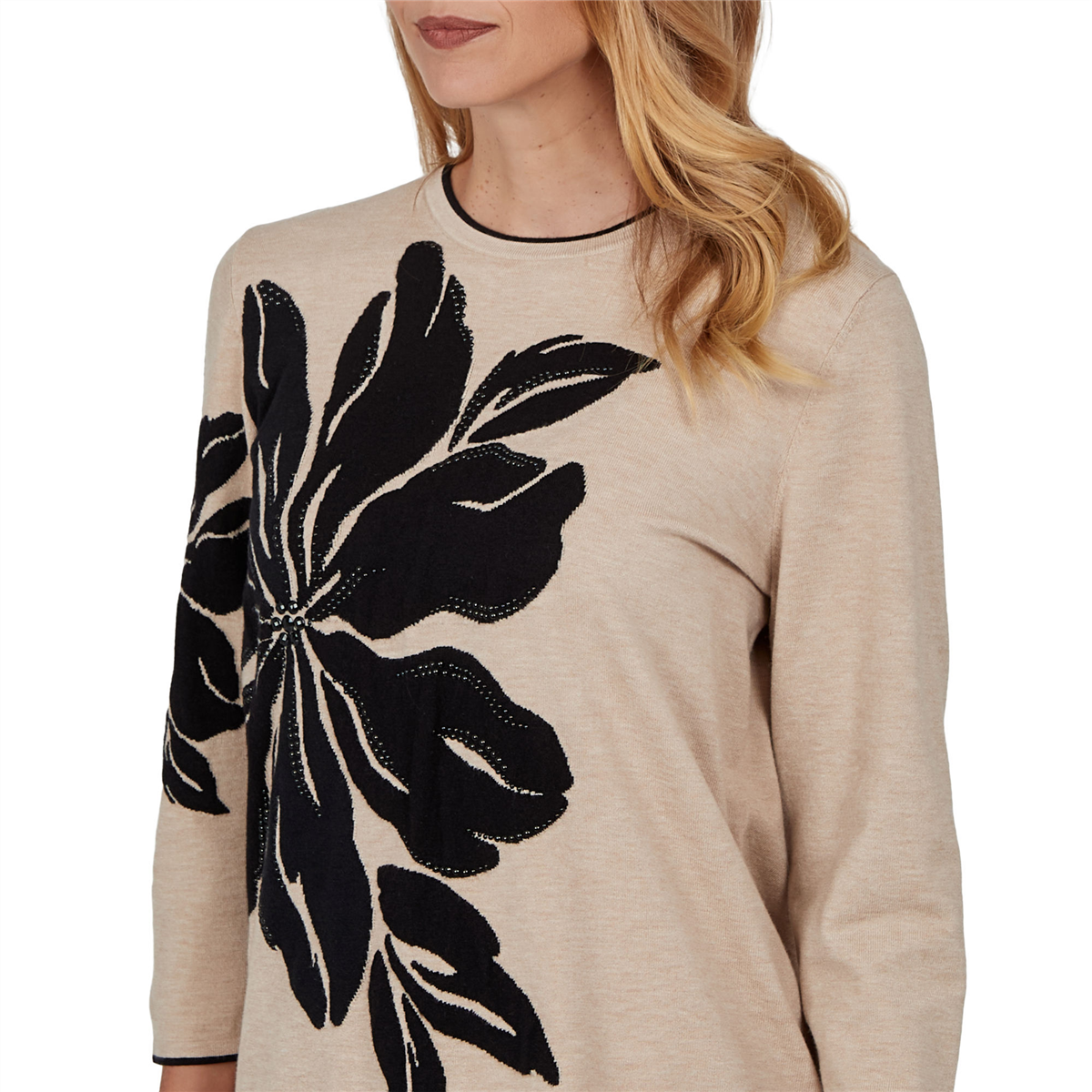 Womens Alfred Dunner Cityscape Exploded Floral Sweater