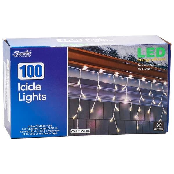 Sienna 100ct. Warm White Lights 20 Strand Icicle Lights - image 