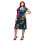 Plus Size 24/7 Comfort Apparel Blue Floral Faux Wrap Dress - image 4