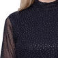 Petite NY Collection Long Sleeve Rhinestone Mesh Blouse - image 4