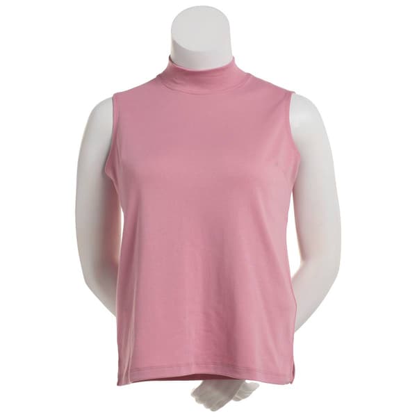 Plus Size Hasting & Smith Sleeveless Solid Mock Neck Knit Tee - image 