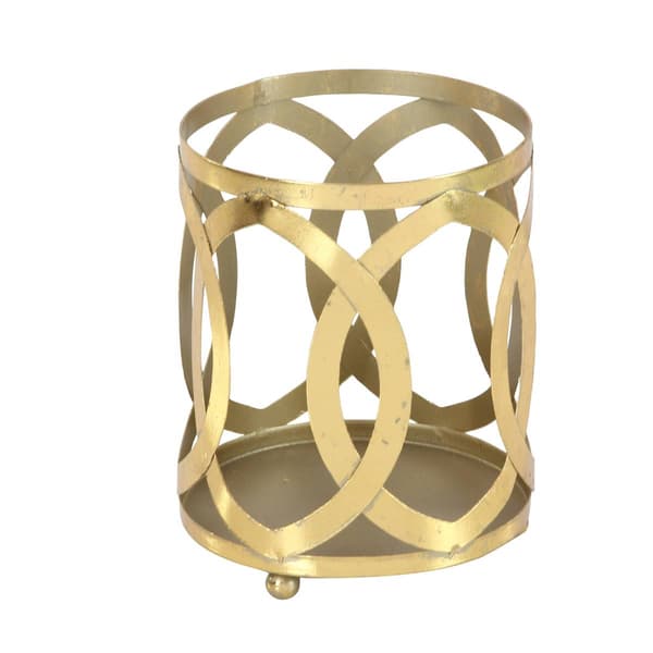 9th & Pike® Gold Metal Trellis Pattern Candle Holder