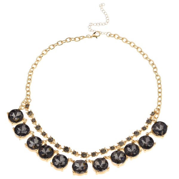 Ashley Cooper(tm) Gold-Tone & Black Rhinestone Statement Necklace - image 