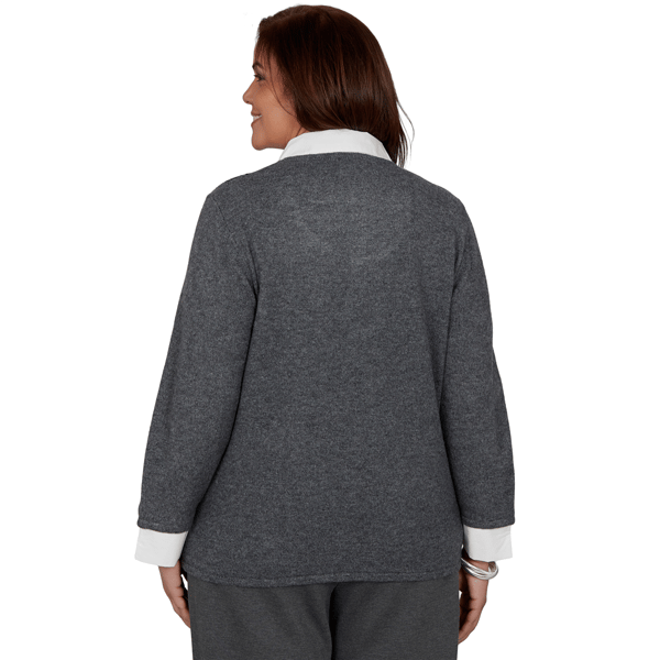 Plus Size Alfred Dunner Regent Street Diamond Two in One Sweater