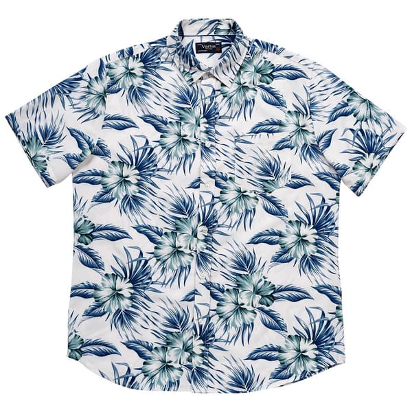 Mens Visitor Large Flower Stretch Button Down Shirt