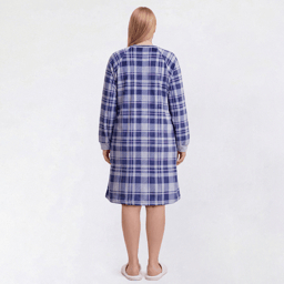 Plus Size Goodnight Kiss Plaid Velour Henley Nightshirt
