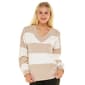 Juniors Pink Rose Stripped Cable Knit Tunic Sweater - image 1
