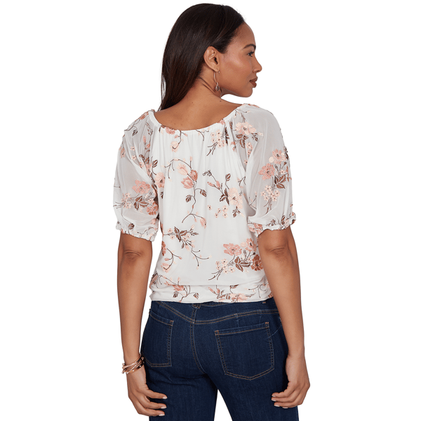 Petite Skye’s the Limit Blooming Pastels Embroidery Blouse