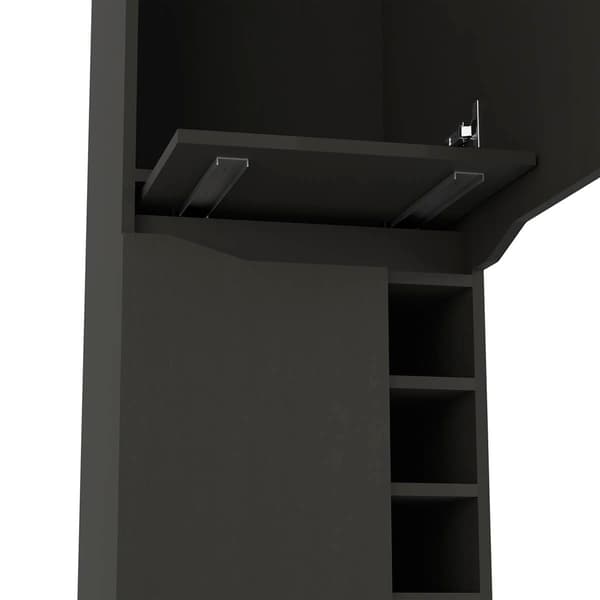 FM FURNITURE Maya Black Wengue Tall Bar Cabinet