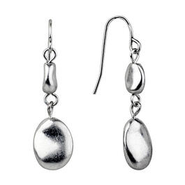 Bella Uno Silver-Tone Double Oval Fishhook Drop Earrings