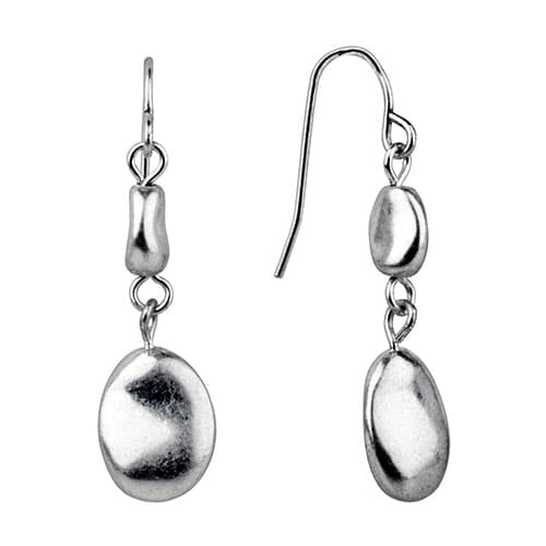 Bella Uno Silver-Tone Double Oval Fishhook Drop Earrings - image 