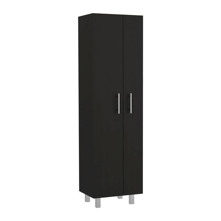 FM FURNITURE Norway Black Broom Closet Pantry