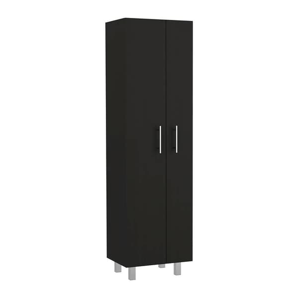 FM FURNITURE Norway Black Broom Closet Pantry