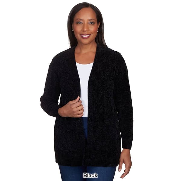 Womens Alfred Dunner Classics Chenille Open Cardigan