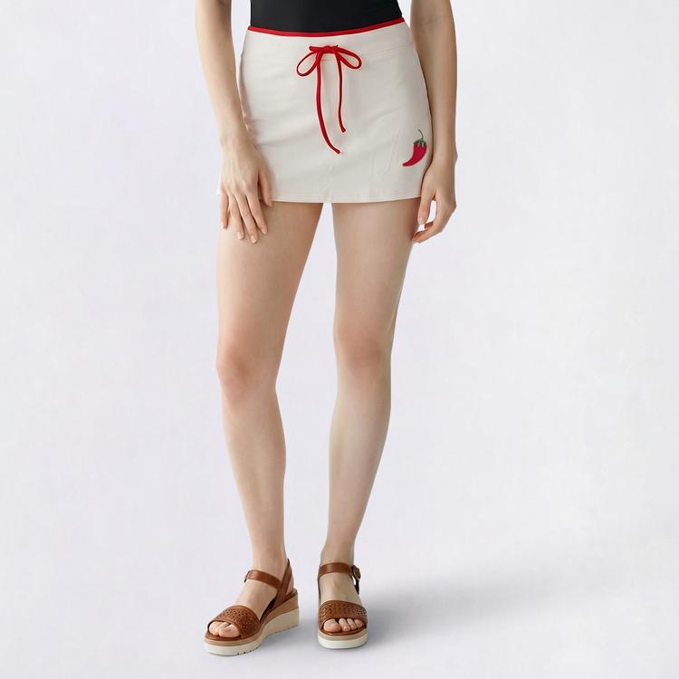 Juniors No Comment Contrast Applique Mini Skort - Gardenia